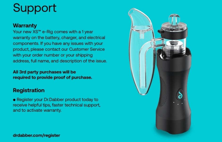 12 Dr. Dabber XS Mini Dab e-Rig Kit for Mind Vapes Customr Service Support